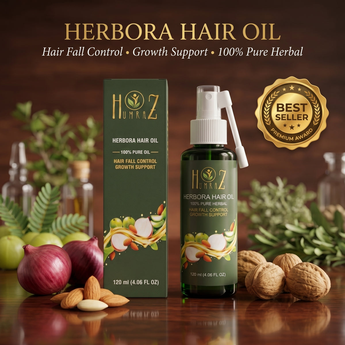 Herbora Hair Oil – 100% Pure Herbal Hair Oil | 120ml